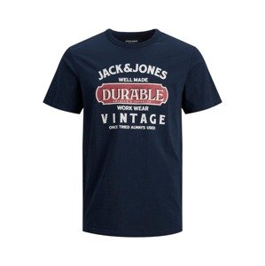 JACK & JONES Tričko  tmavomodrá / biela / červená