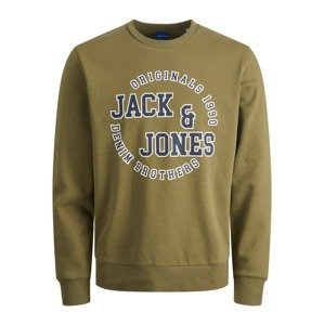 JACK & JONES Mikina  olivová / biela / tmavomodrá