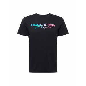 HOLLISTER T-Shirt  čierna / vodová / ružová