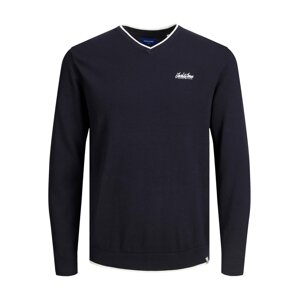 JACK & JONES Sveter 'Tons'  námornícka modrá / biela