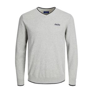 JACK & JONES Sveter 'Tons'  sivá melírovaná / čierna