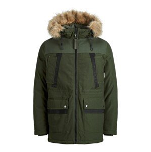 JACK & JONES Zimná parka 'Rocket'  svetlohnedá / olivová / čierna