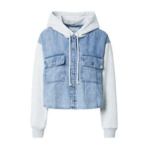 American Eagle Tepláková bunda  modrá denim / svetlosivá