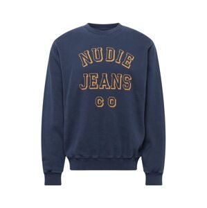 Nudie Jeans Co Mikina 'Lasse'  námornícka modrá / svetlohnedá