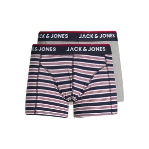 JACK & JONES Boxerky 'Glenn'  sivá / biela / červená / tmavomodrá