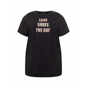 KAFFE CURVE T-Shirt 'Loveday'  čierna / lososová