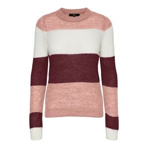 VERO MODA Sveter  rosé / biela / burgundská