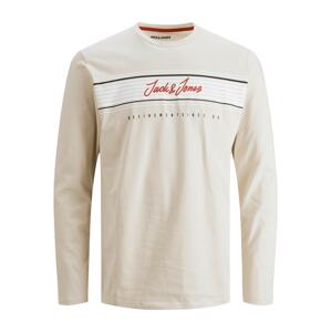 JACK & JONES Tričko 'Leo'  svetlosivá / červená / čierna / biela