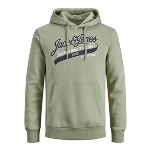 JACK & JONES Mikina  svetlozelená / tmavomodrá / biela