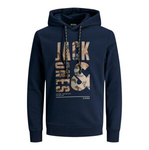 JACK & JONES Mikina  námornícka modrá / hnedá / svetlohnedá / biela