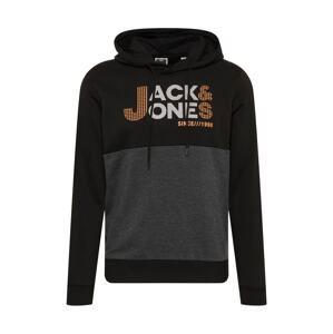 JACK & JONES Mikina 'IVAR'  čierna / sivá / biela / oranžová