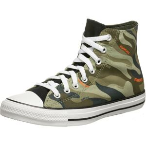 CONVERSE Členkové tenisky 'Chuck Taylor'  tmavozelená / olivová / kaki / oranžová