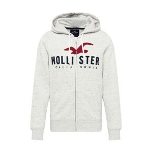 HOLLISTER Tepláková bunda  sivá melírovaná / tmavomodrá / červená