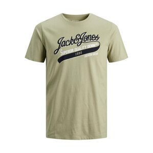 JACK & JONES Tričko  svetlozelená / čierna / biela