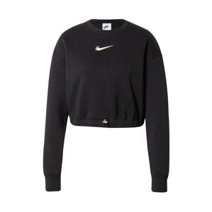 Nike Sportswear Mikina  čierna / biela / zlatá