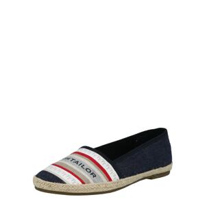 TOM TAILOR Espadrilky  sivá / biela / červená / tmavomodrá