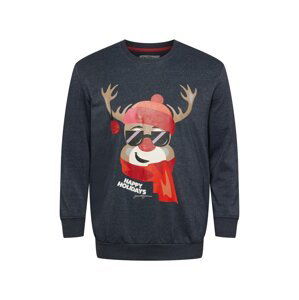 Jack & Jones Plus Mikina 'Let  It Snow'  námornícka modrá / biela / hnedá / ohnivo červená / čierna