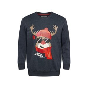 Jack & Jones Plus Mikina 'Let  It Snow'  námornícka modrá / biela / hnedá / ohnivo červená / čierna