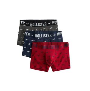 HOLLISTER Boxerky  ohnivo červená / námornícka modrá / tmavosivá / biela