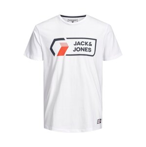 JACK & JONES Tričko 'Logan'  tmavomodrá / oranžovo červená / biela