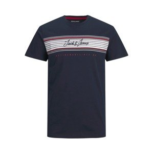 JACK & JONES Tričko 'Leo'  biela / pastelovo červená / námornícka modrá