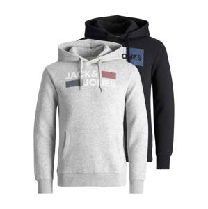 JACK & JONES Mikina  čierna / sivá melírovaná / biela / námornícka modrá / čerešňová