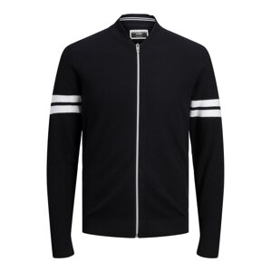 JACK & JONES Kardigán 'Ray'  čierna / biela