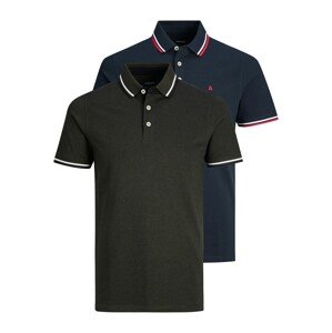 JACK & JONES Tričko 'PAULOS'  biela / tmavomodrá / tmavozelená / ohnivo červená