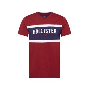 HOLLISTER Tričko  tmavomodrá / vínovo červená / biela