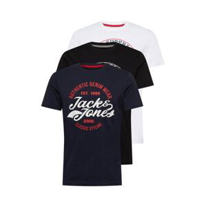 JACK & JONES Tričko 'BRAT'  čierna / námornícka modrá / biela / červená