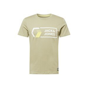 JACK & JONES Tričko 'LOGAN'  svetlozelená / biela / žltá