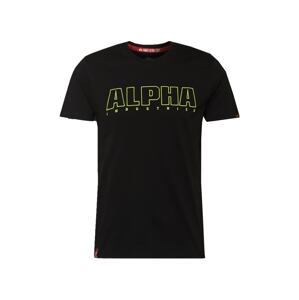 ALPHA INDUSTRIES Tričko  čierna / neónovo zelená