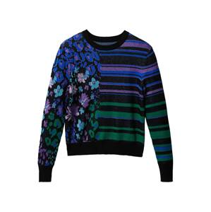 Desigual Pullover  čierna / tmavozelená / kráľovská modrá / modrozelená / tmavofialová