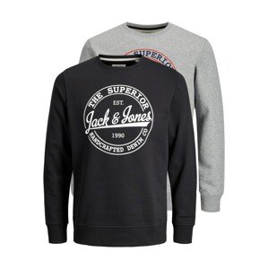 JACK & JONES Mikina 'Brat'  čierna / sivá melírovaná