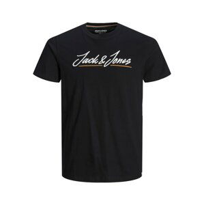 JACK & JONES Tričko 'Tons Upscale'  čierna / biela / svetlohnedá