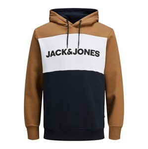 JACK & JONES Mikina  námornícka modrá / svetlohnedá / biela