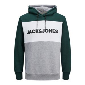 JACK & JONES Mikina  sivá melírovaná / jedľová / čierna / biela