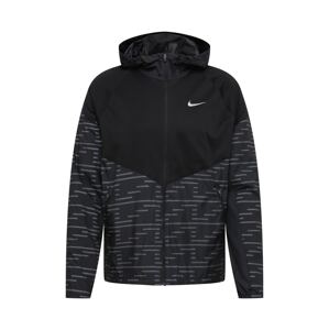 NIKE Športová bunda 'Miler'  čierna / sivá / biela