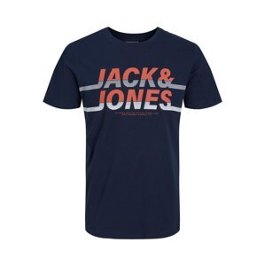 JACK & JONES Tričko 'Charles'  námornícka modrá / biela / koralová