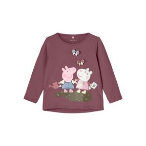 NAME IT Tričko 'Peppa Pig Dana'  farba lesného ovocia / svetloružová / biela / námornícka modrá / olivová