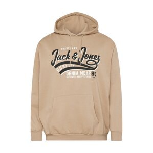 Jack & Jones Plus Mikina  čierna / biela / tmavobéžová