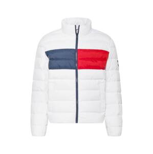 Tommy Jeans Prechodná bunda 'ESSENTIAL'  šedobiela / červená / námornícka modrá