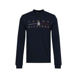 TOMMY HILFIGER Tričko  tmavomodrá / zlatá / karmínovo červená / biela