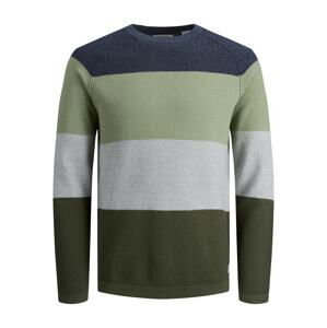 JACK & JONES Sveter 'Gustav'  tmavomodrá / svetlosivá / olivová / pastelovo zelená