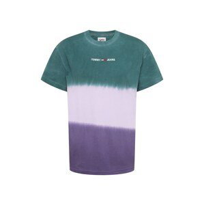 Tommy Jeans Tričko  smaragdová / pastelovo fialová / tmavofialová