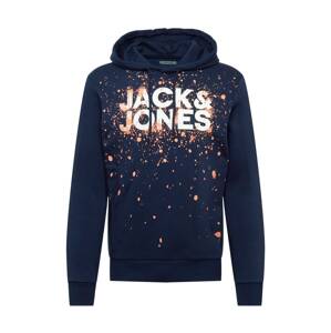 JACK & JONES Mikina  modrá / svetlooranžová / biela