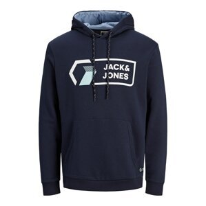 Jack & Jones Plus Mikina  námornícka modrá / svetlomodrá / biela
