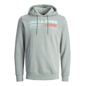 JACK & JONES Mikina 'RAYMOND'  svetlomodrá / sivá / červená