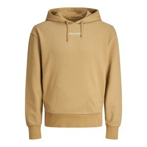 JACK & JONES Mikina 'Bluwoody'  svetlohnedá / biela