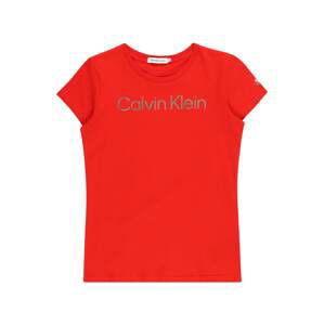 Calvin Klein Jeans Tričko  červená / striebornosivá